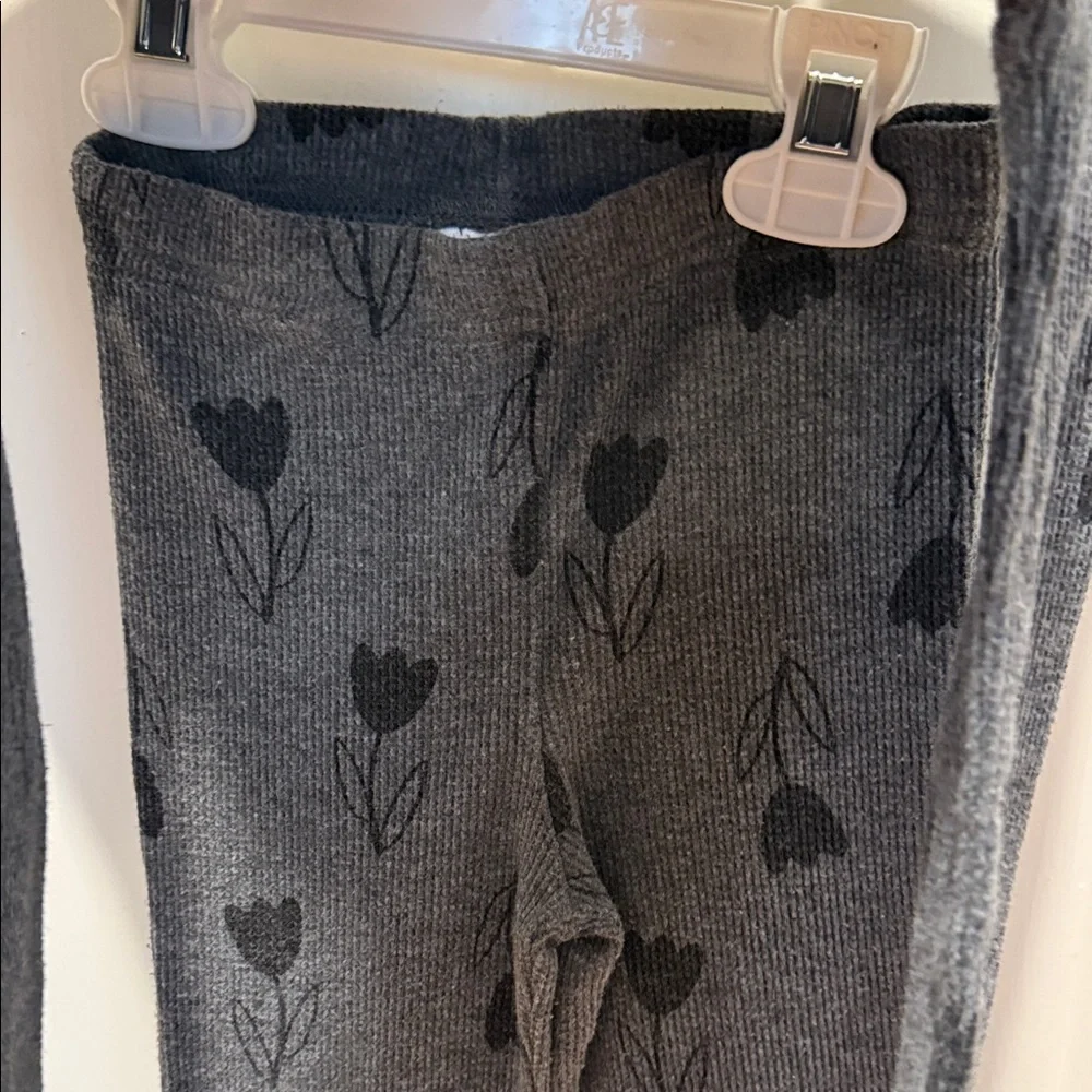 Carters Kids' Dark Gray Heart & Floral Thermal matching Set 4T